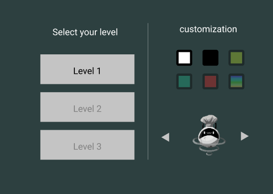early iteration of settings screen